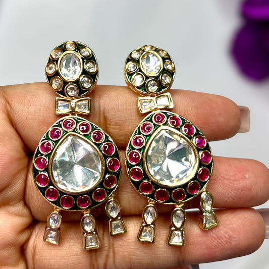 Sushmita Moissanite Kundan Earrings