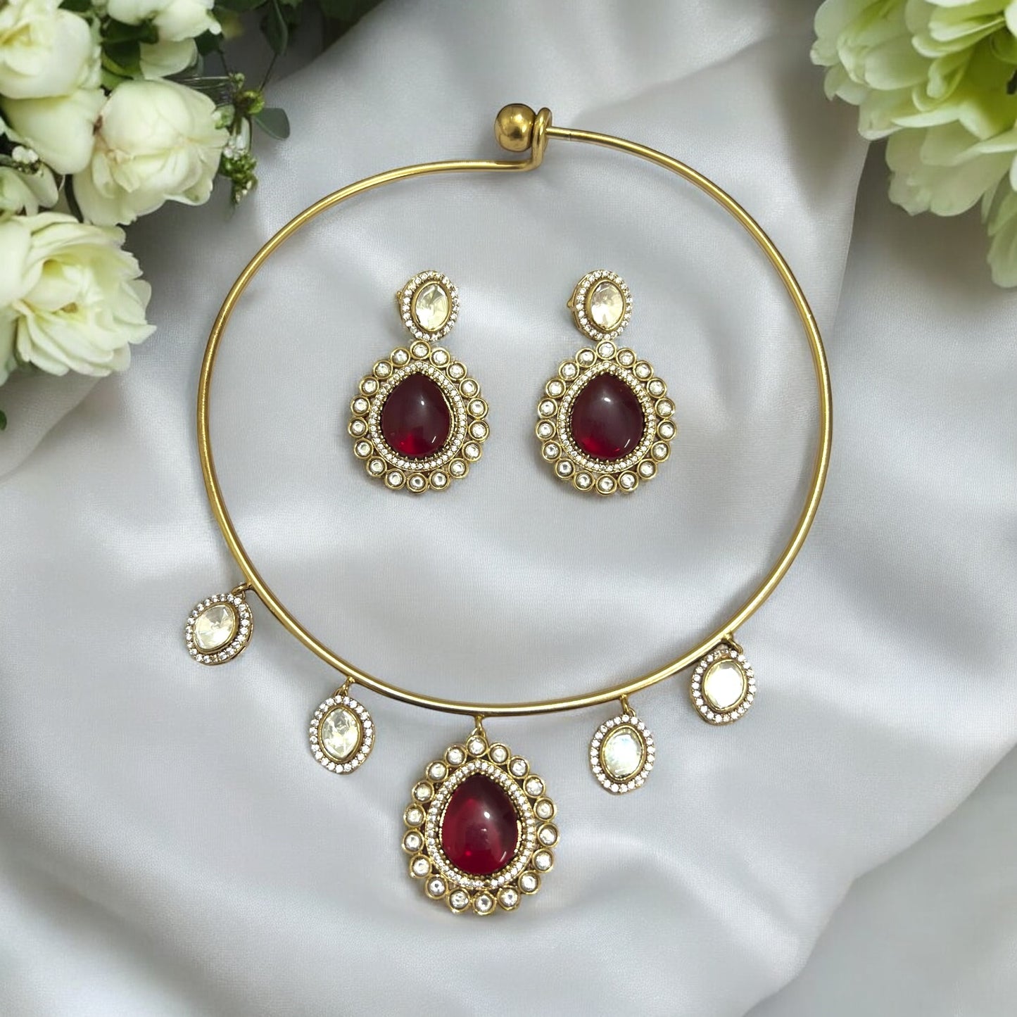 Isha Gold Plated Hasli Jewellery set