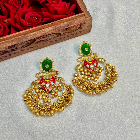 Amrita Gold Plated Ghungroo Chandbali Earrings