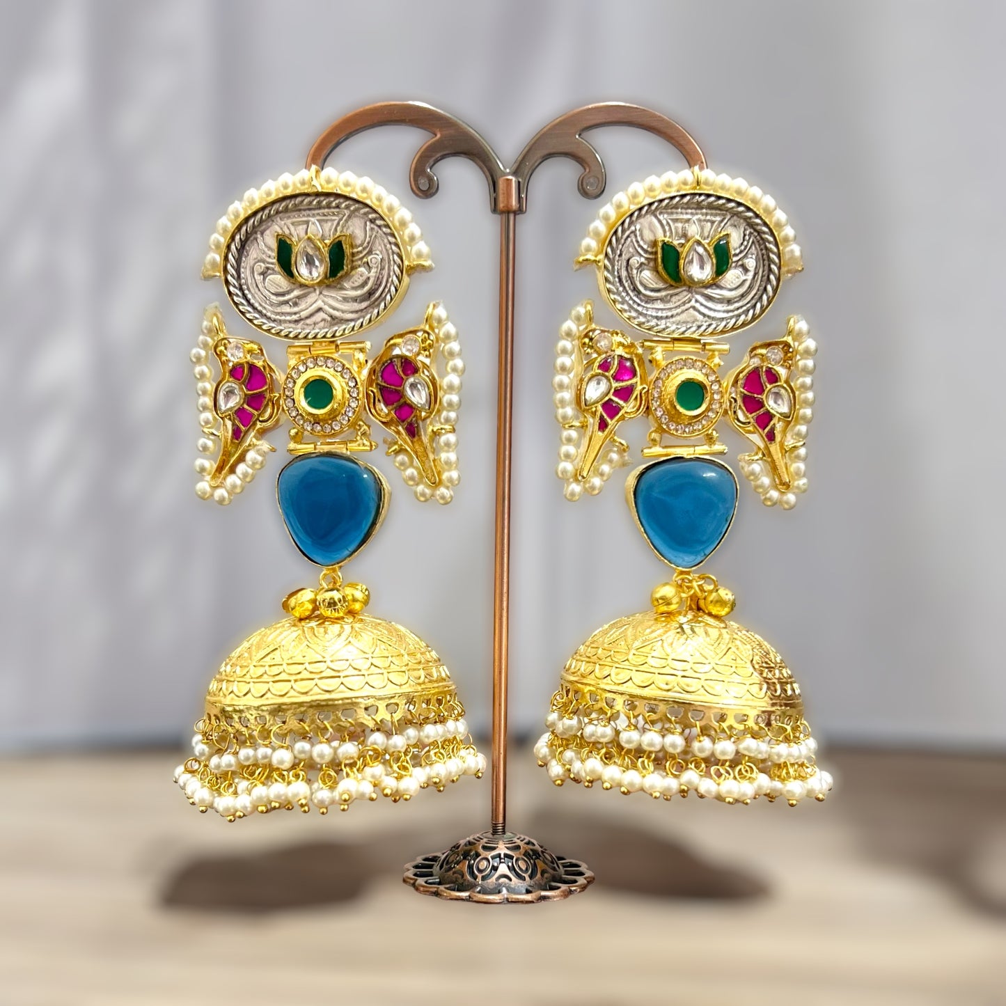 Radharani Fusion Dual Tone Silver look alike Jhumkas