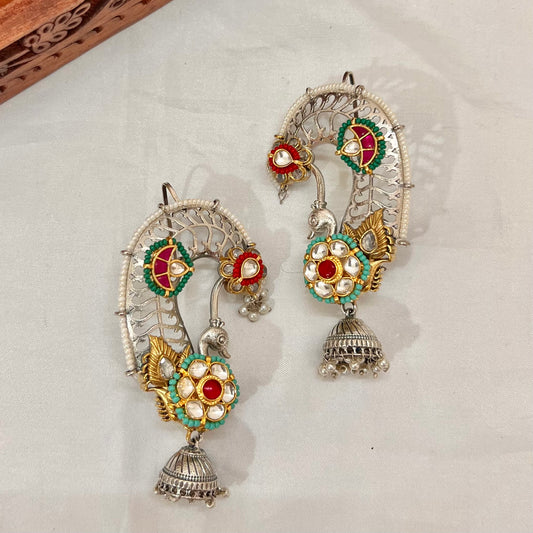 Morni Silver Look alike Kaanphool Earrings