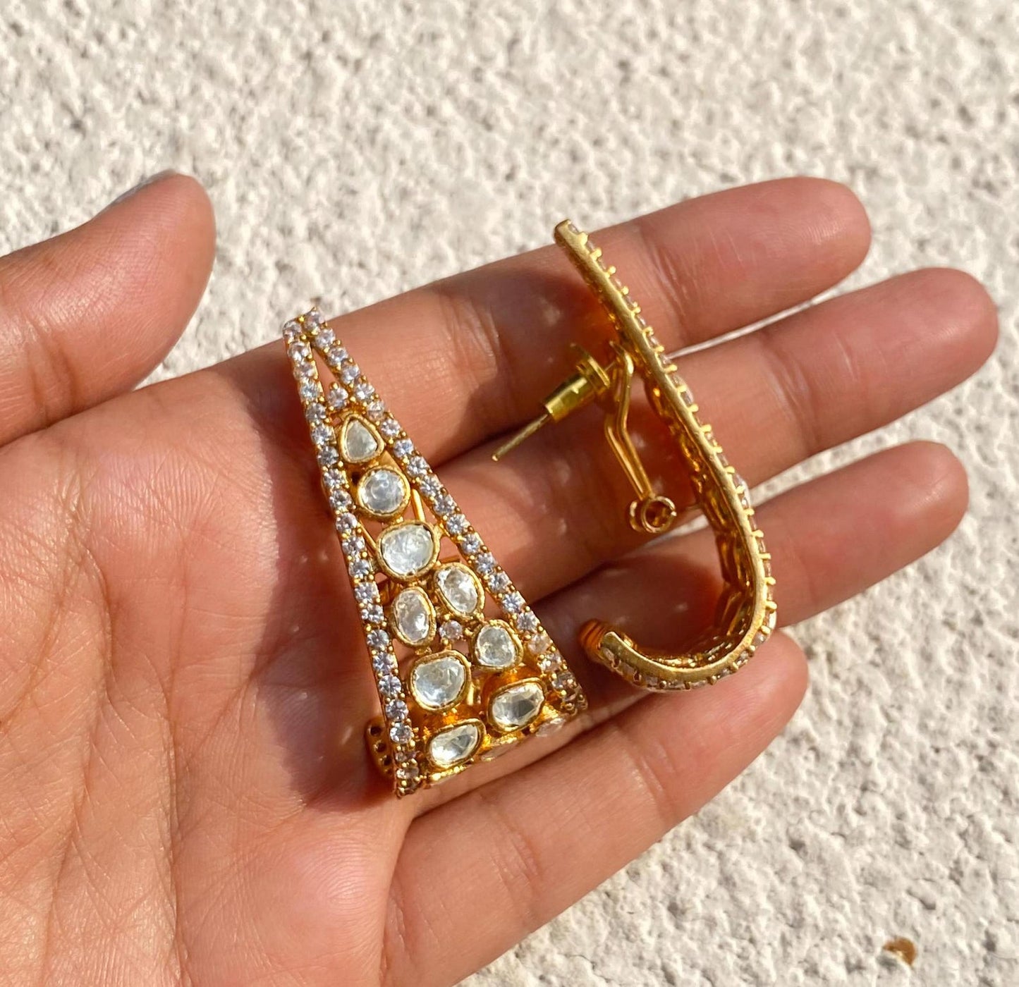 Sabya Moissanite Polki Kundan Hoops