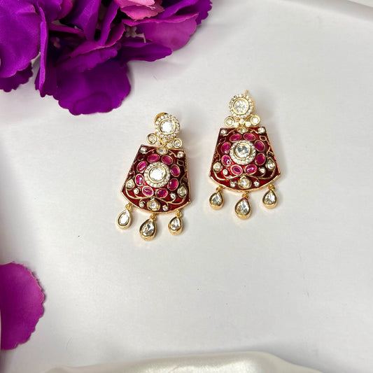 Rani Moissanite Kundan Earrings