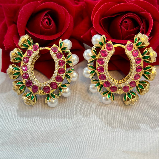Aamara Polki Kundan Hoops Earrings