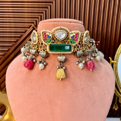 Mahamaya Dual Tone Fusion Necklace with earrings