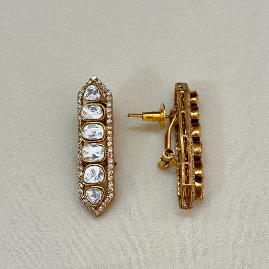 Nitya Moissanite Polki Kundan Hoops