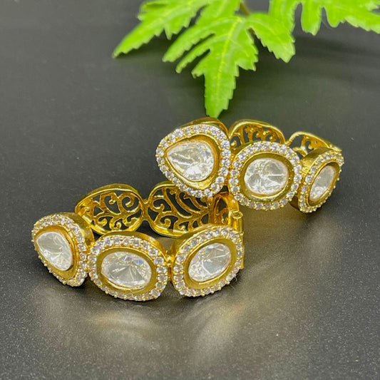 Meera Moissanite Kundan Hoops