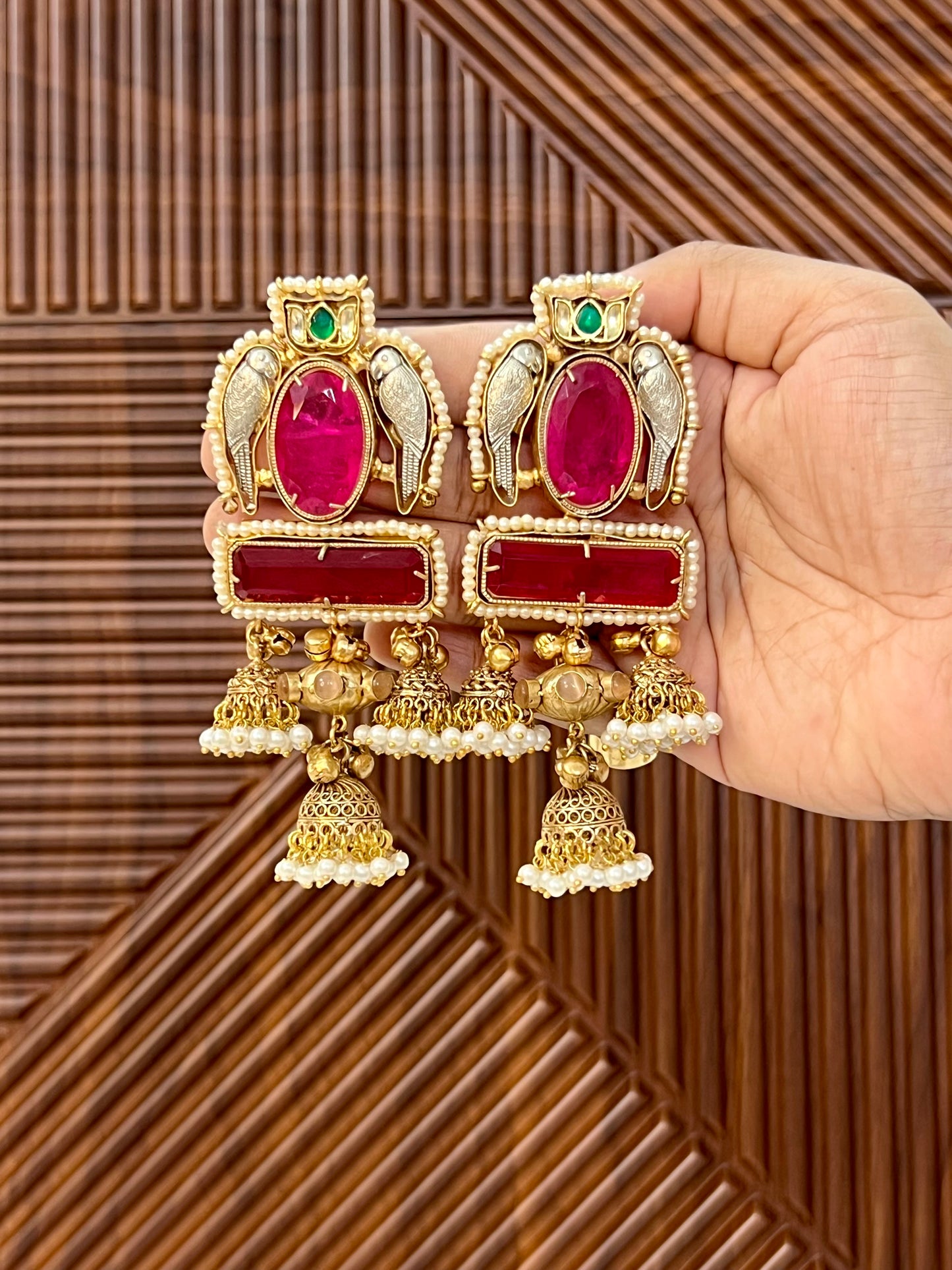Maahi Gold Plated Earrings with Doublet Stone