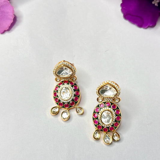 Rekha Moissanite Kundan Earrings