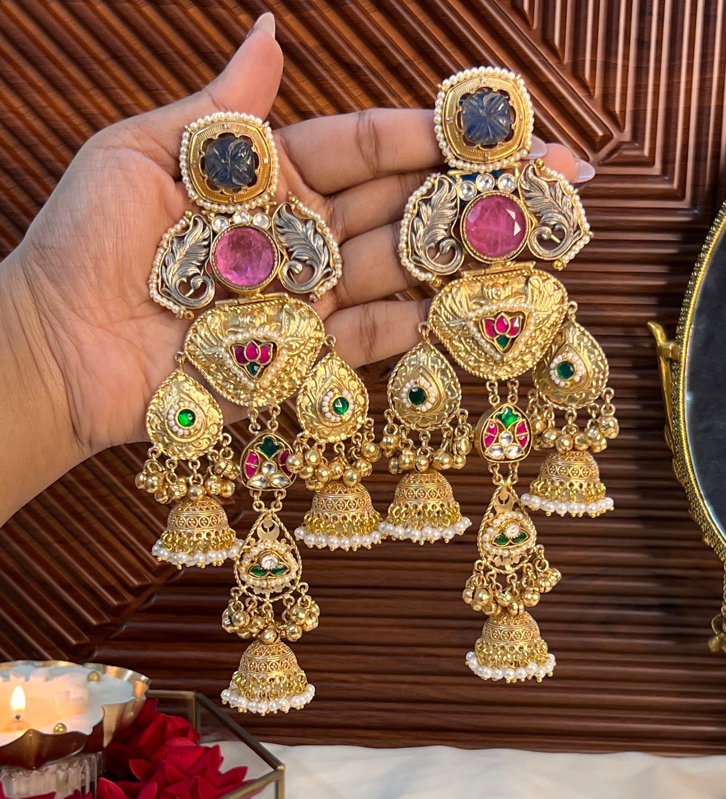 Aamara Gold Plated Earrings with Doublet Stone