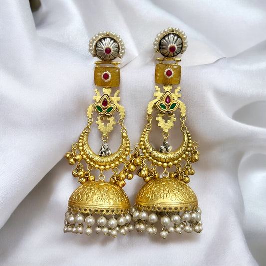 Preeti Fusion Golden Jhumkis