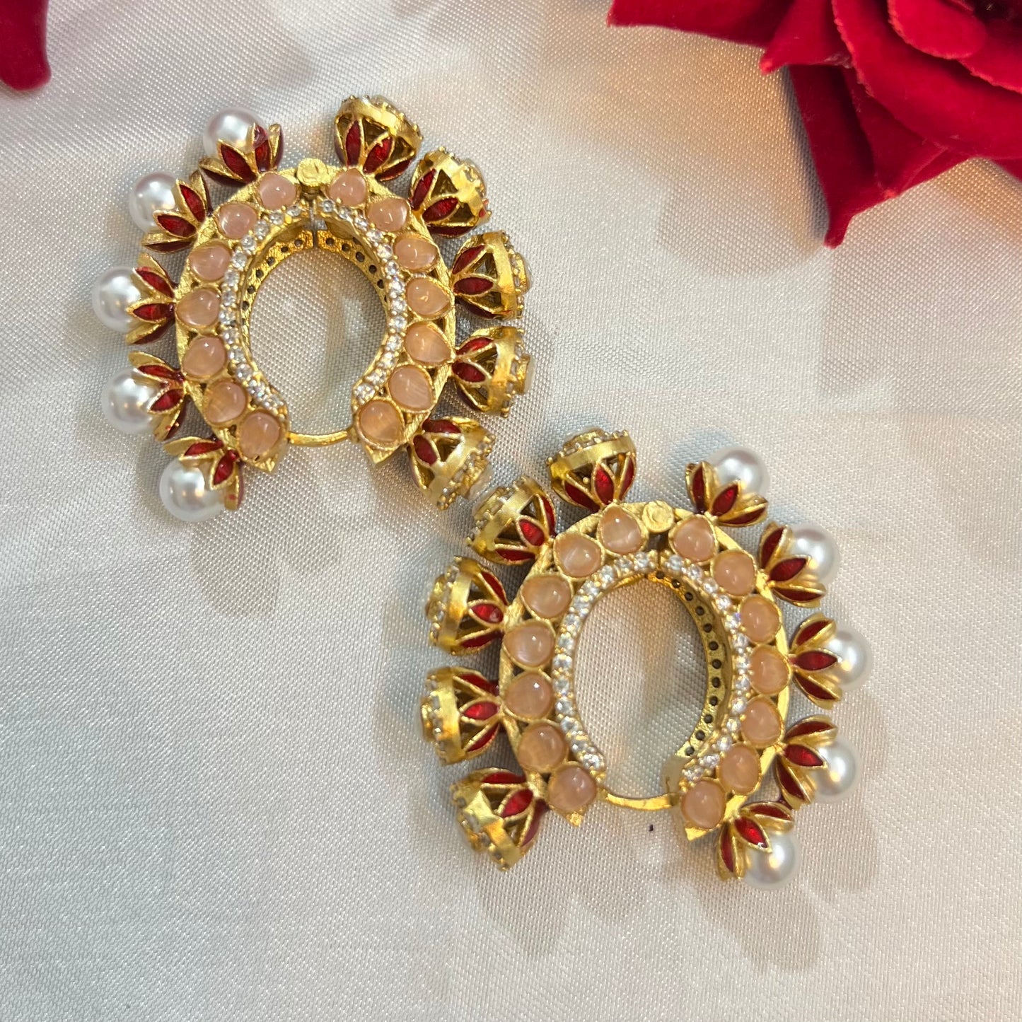 Aamara Polki Kundan Hoops Earrings