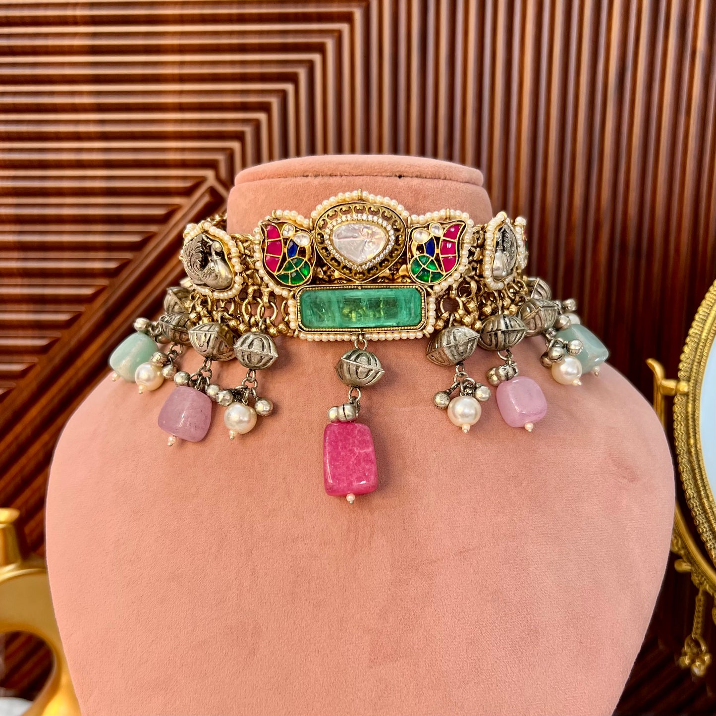 Mahamaya Dual Tone Fusion Necklace with earrings