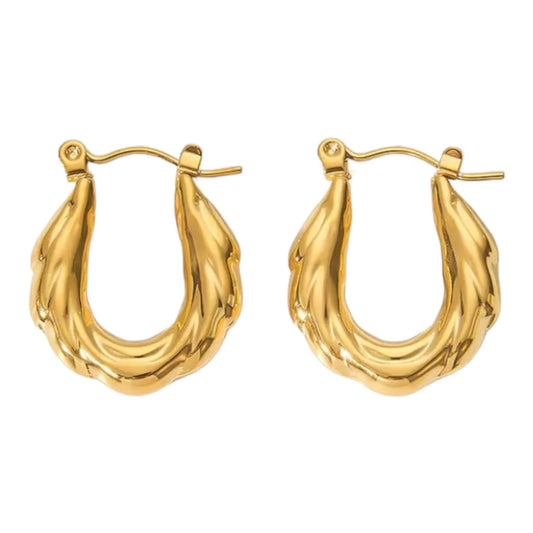 little Twisted U Gold Plated Earrings