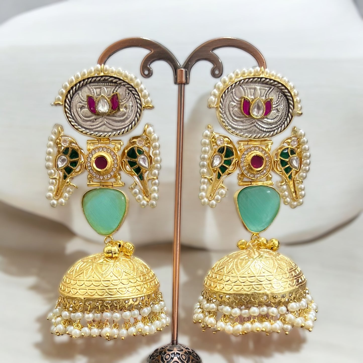 Radharani Fusion Dual Tone Silver look alike Jhumkas