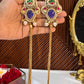 Alia 18k Gold Plated Kashmiri Dejhoor Earrings with Doublet Stone