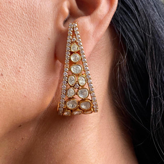 Sabya Moissanite Polki Kundan Hoops