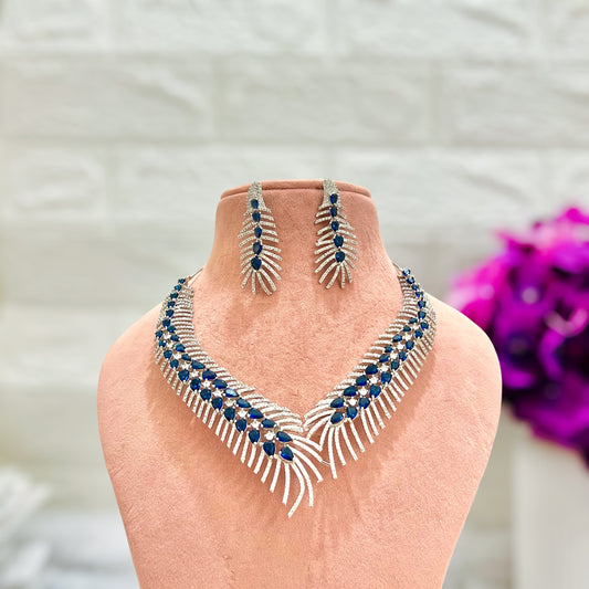 Royal Blue Nora American Diamond Jewellery set