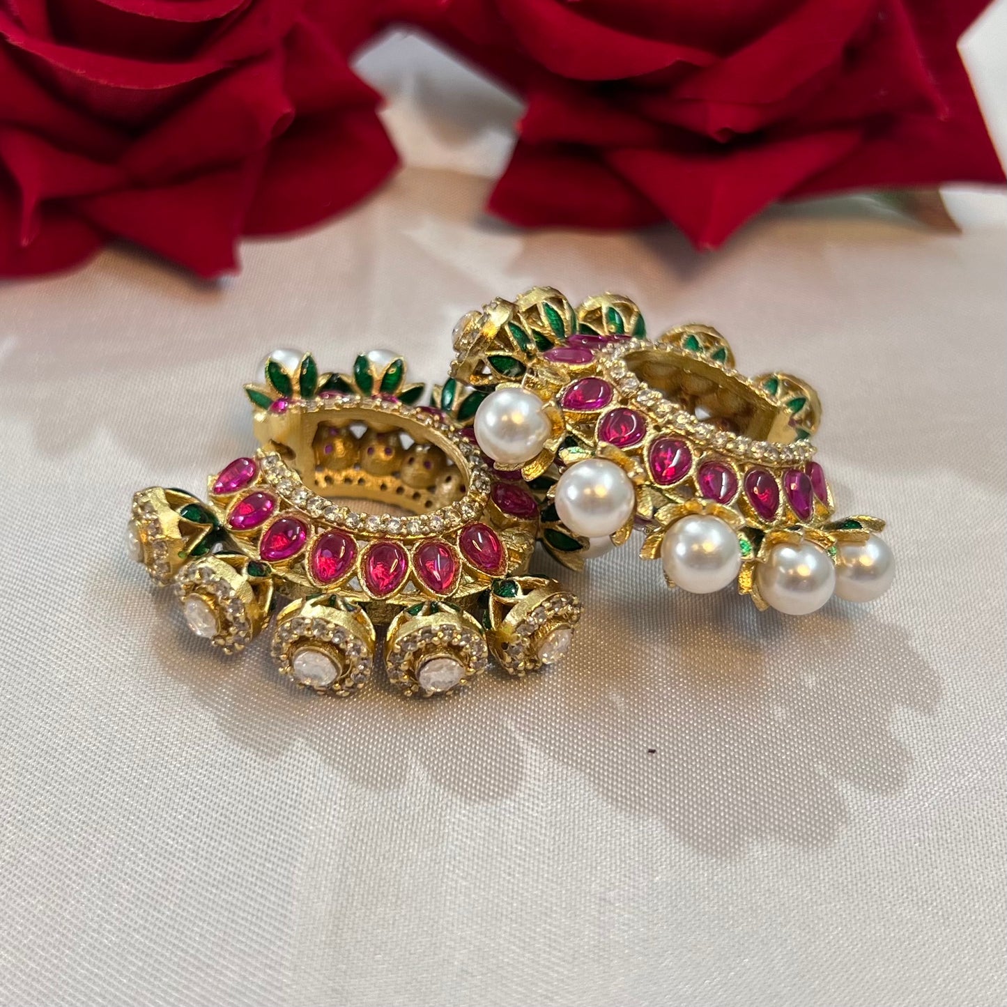 Aamara Polki Kundan Hoops Earrings