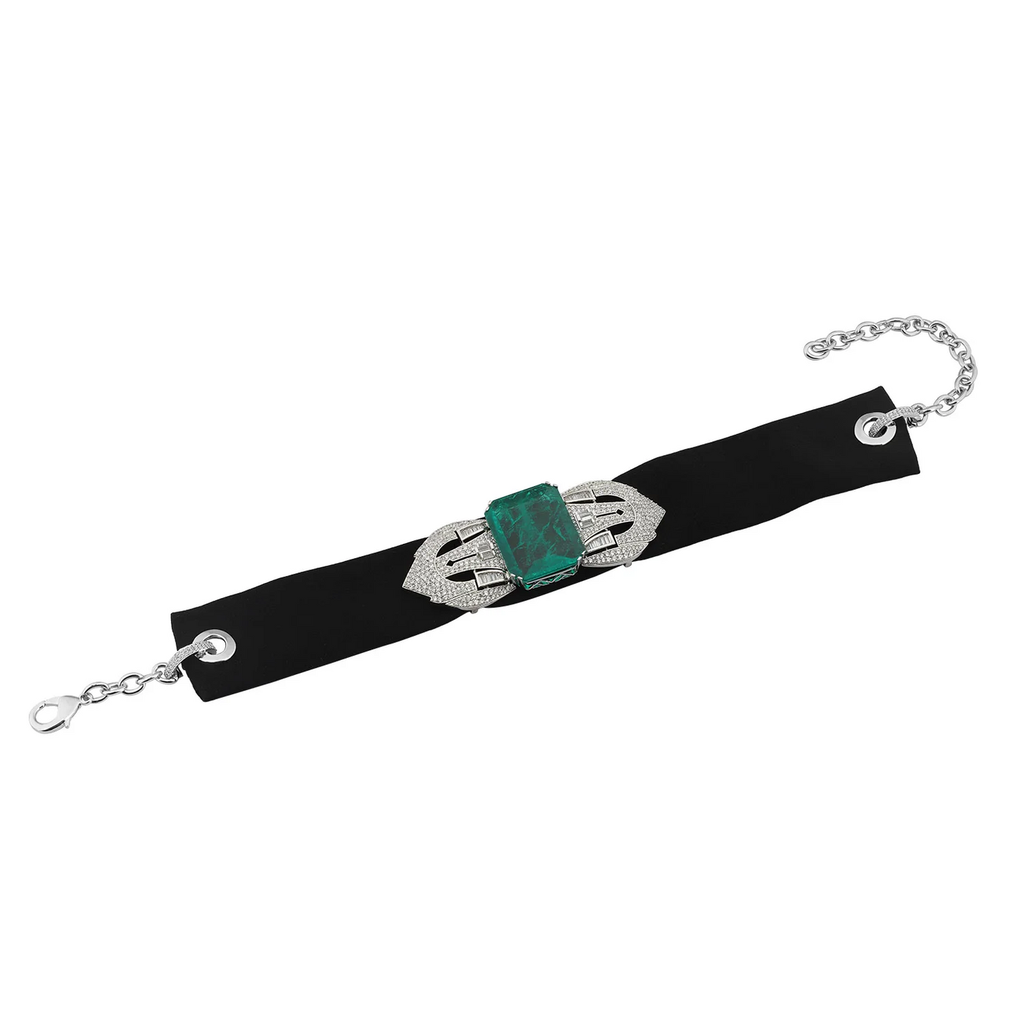 Shilpa Emerald Green American Diamond Choker Set