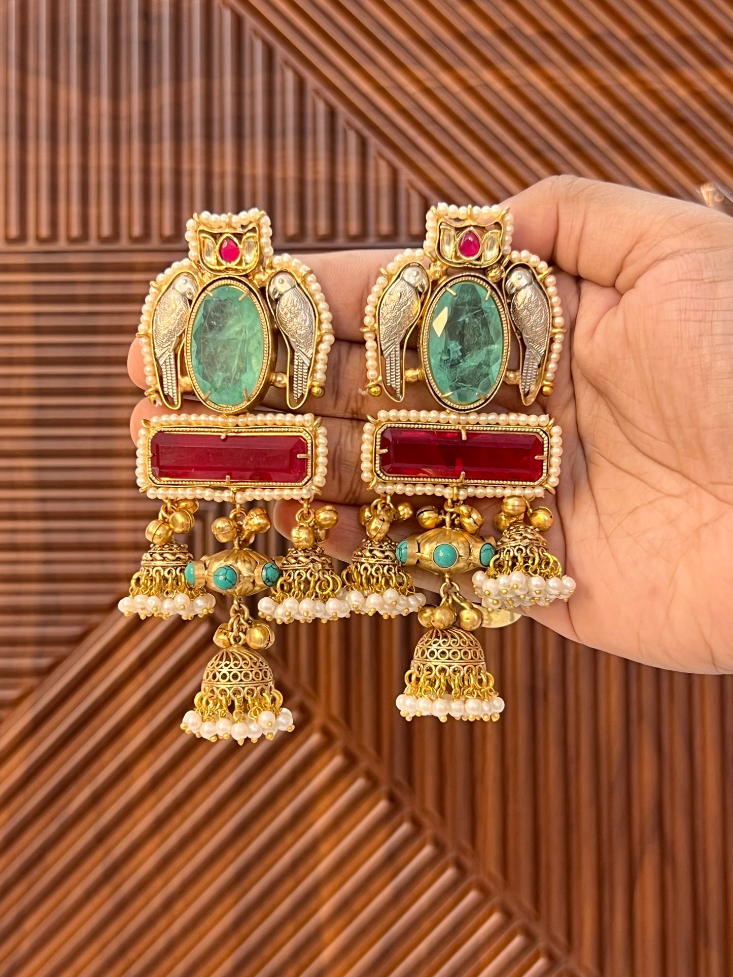 Maahi Gold Plated Earrings with Doublet Stone