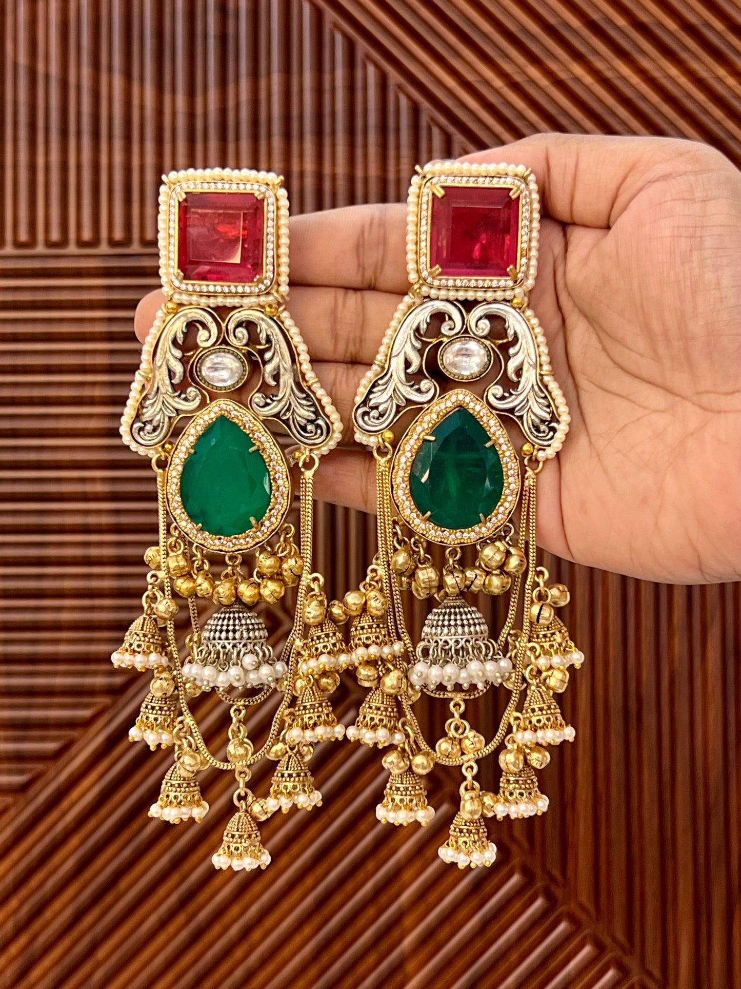 Swarna Gold Silver Plated Kashmiri Fusion Earrings