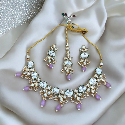 Lavender Naina Kundan Jewellery Sets