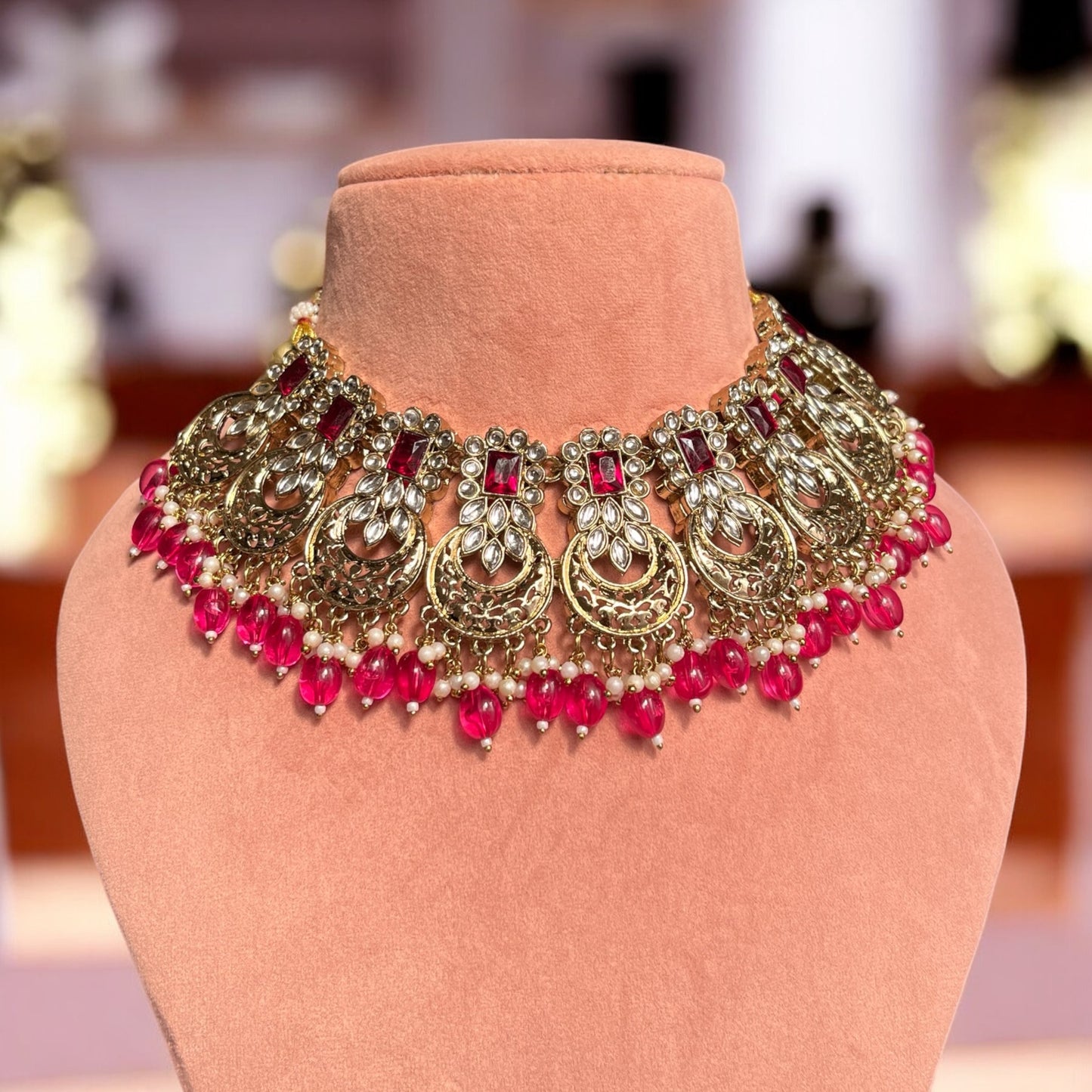 Red Suhani  Kundan Jewellery Sets