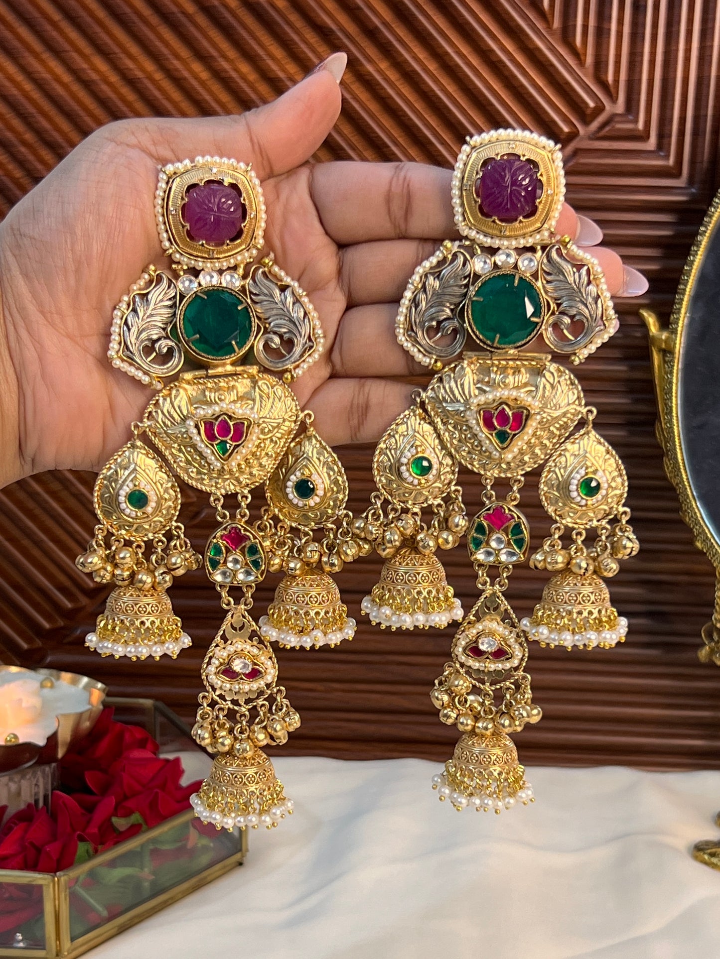 Aamara Gold Plated Earrings with Doublet Stone