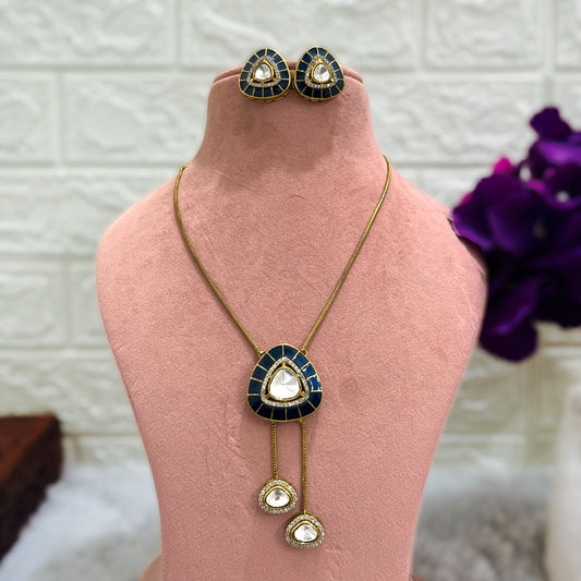 Blue Ira Kundan Jewellery set