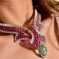 Raima Ruby Mint Doublet and American Diamonds studded Jewellery Set