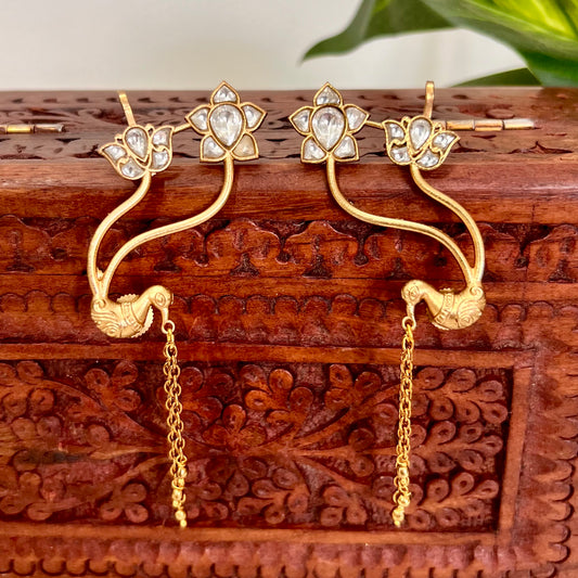 Ivory Mithu Gold Plated Kaanphool Earrings