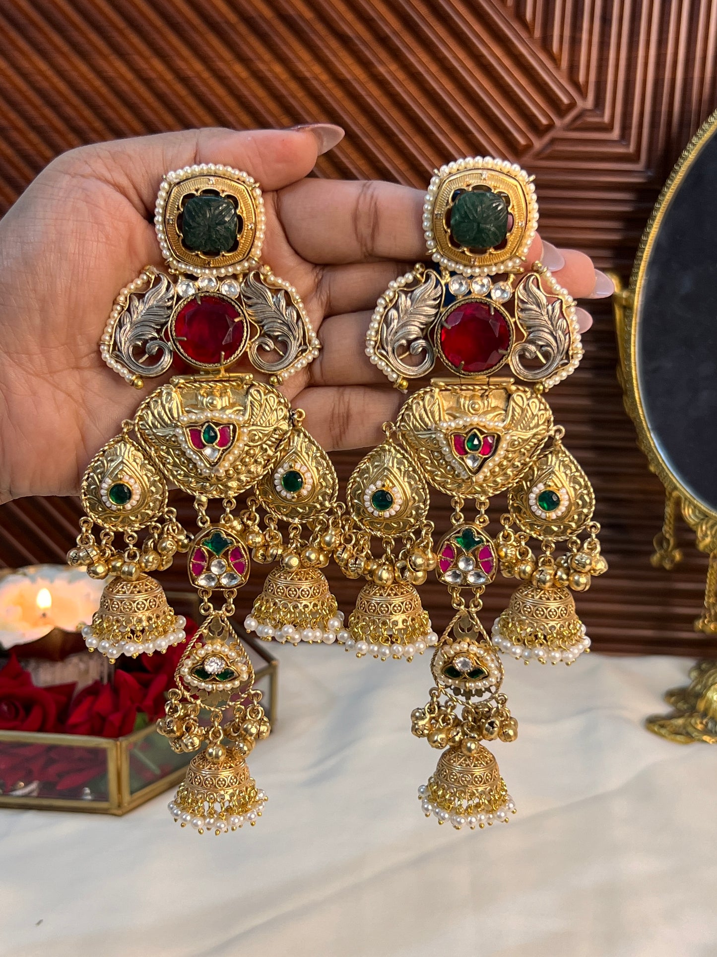 Aamara Gold Plated Earrings with Doublet Stone