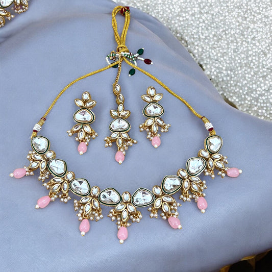 Blush Pink Naina Kundan Jewellery Sets