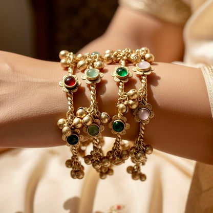 Chan Chan Multi Color Gold Plated Bangles Set (4 pieces)