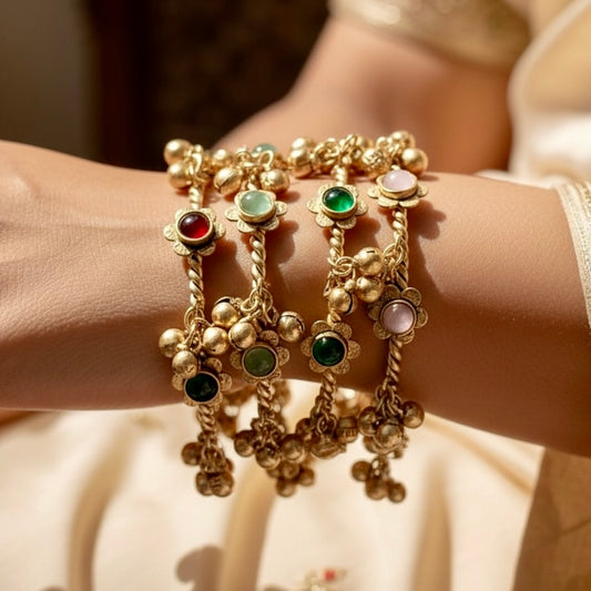 Chan Chan Multi Color Gold Plated Bangles Set (4 pieces)