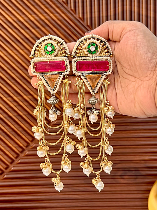 Kamini Gold and silver Plated Fusion Jhumkas