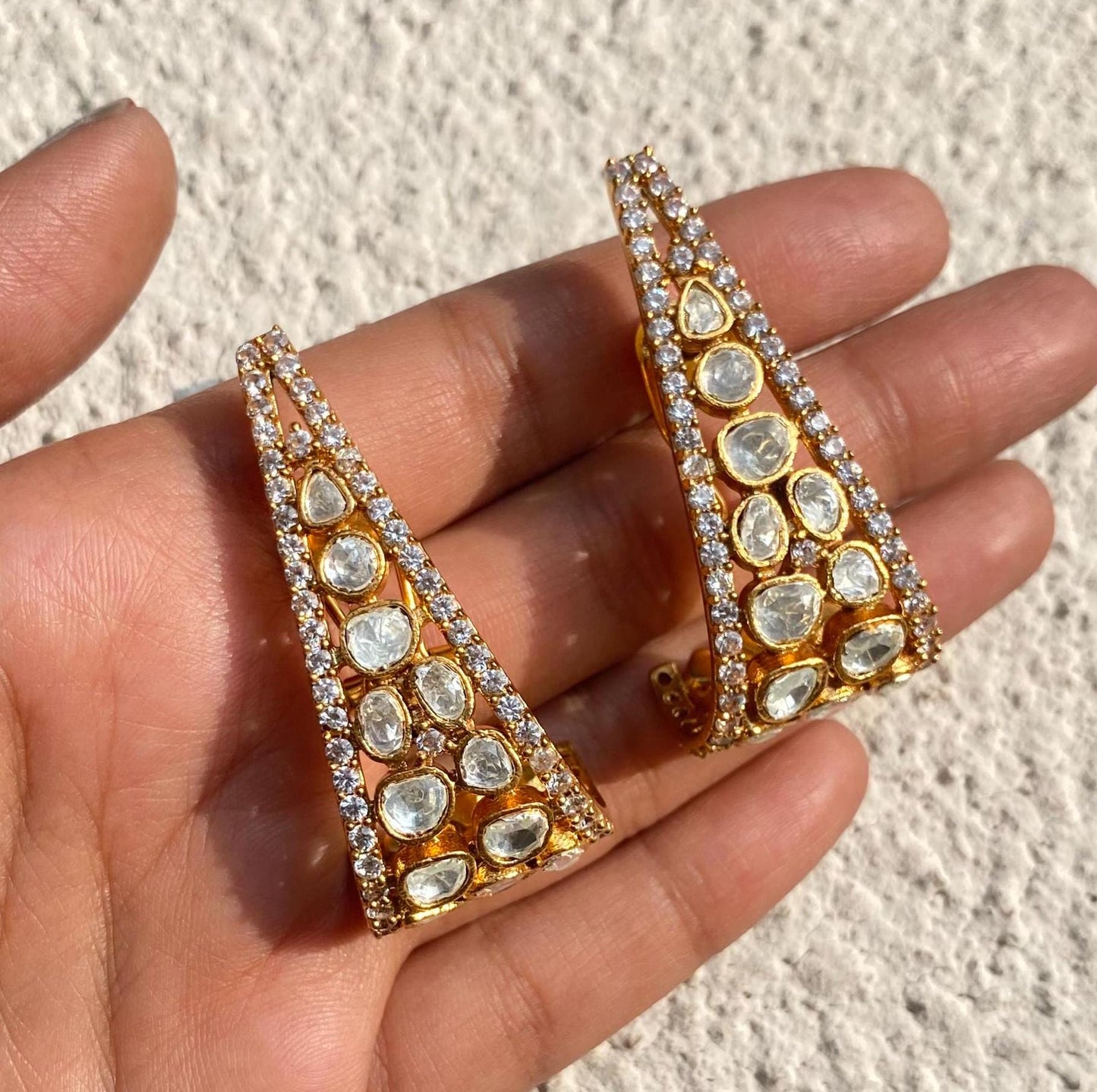 Sabya Moissanite Polki Kundan Hoops