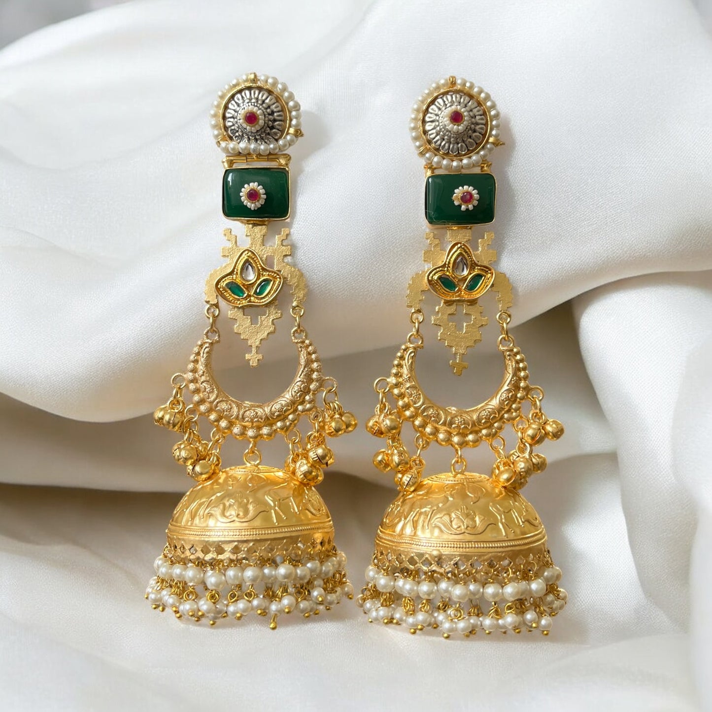 Preeti Fusion Golden Jhumkis