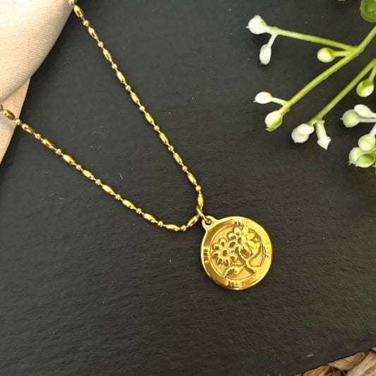 Twin Flowers Gold Plated Necklace