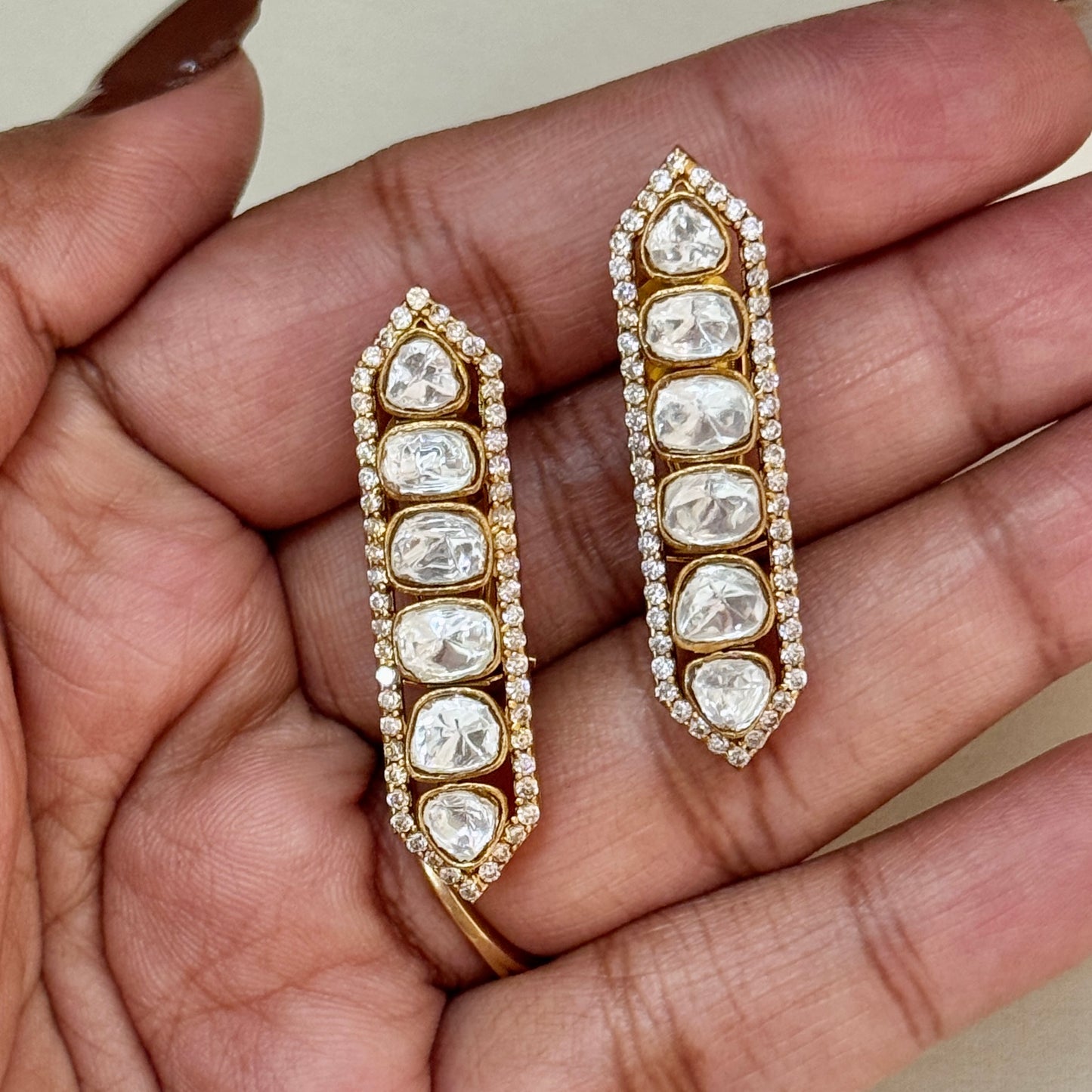Nitya Moissanite Polki Kundan Hoops