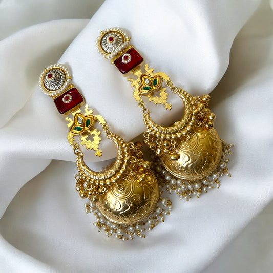 Preeti Fusion Golden Jhumkis