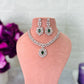 Emerald Green Jahnavi American Diamond Jewellery Set
