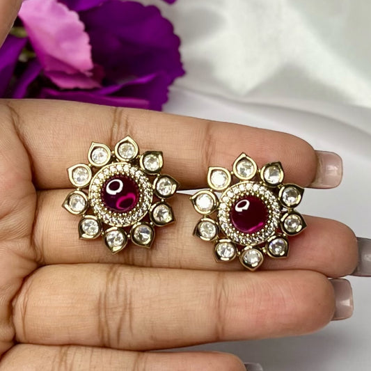 Madhuri Moissanite Kundan Studs