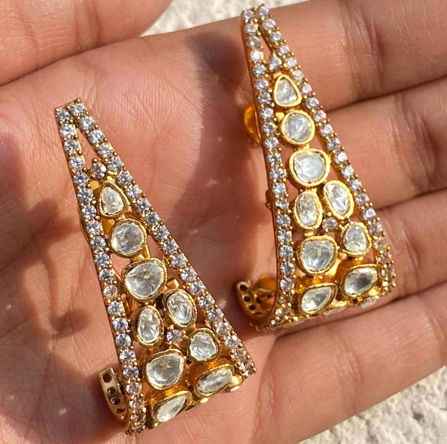 Sabya Moissanite Polki Kundan Hoops