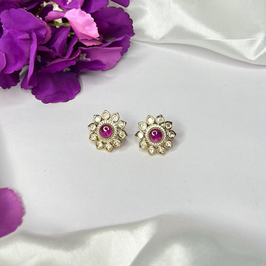 Madhuri Moissanite Kundan Studs