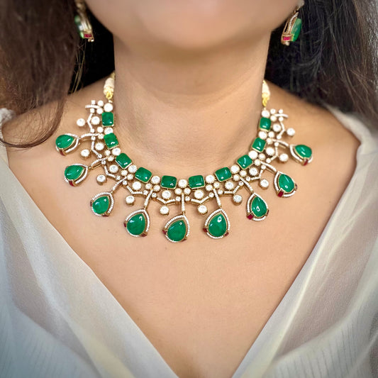 Kiara Moissanite and Doublet stone studded Jewellery set