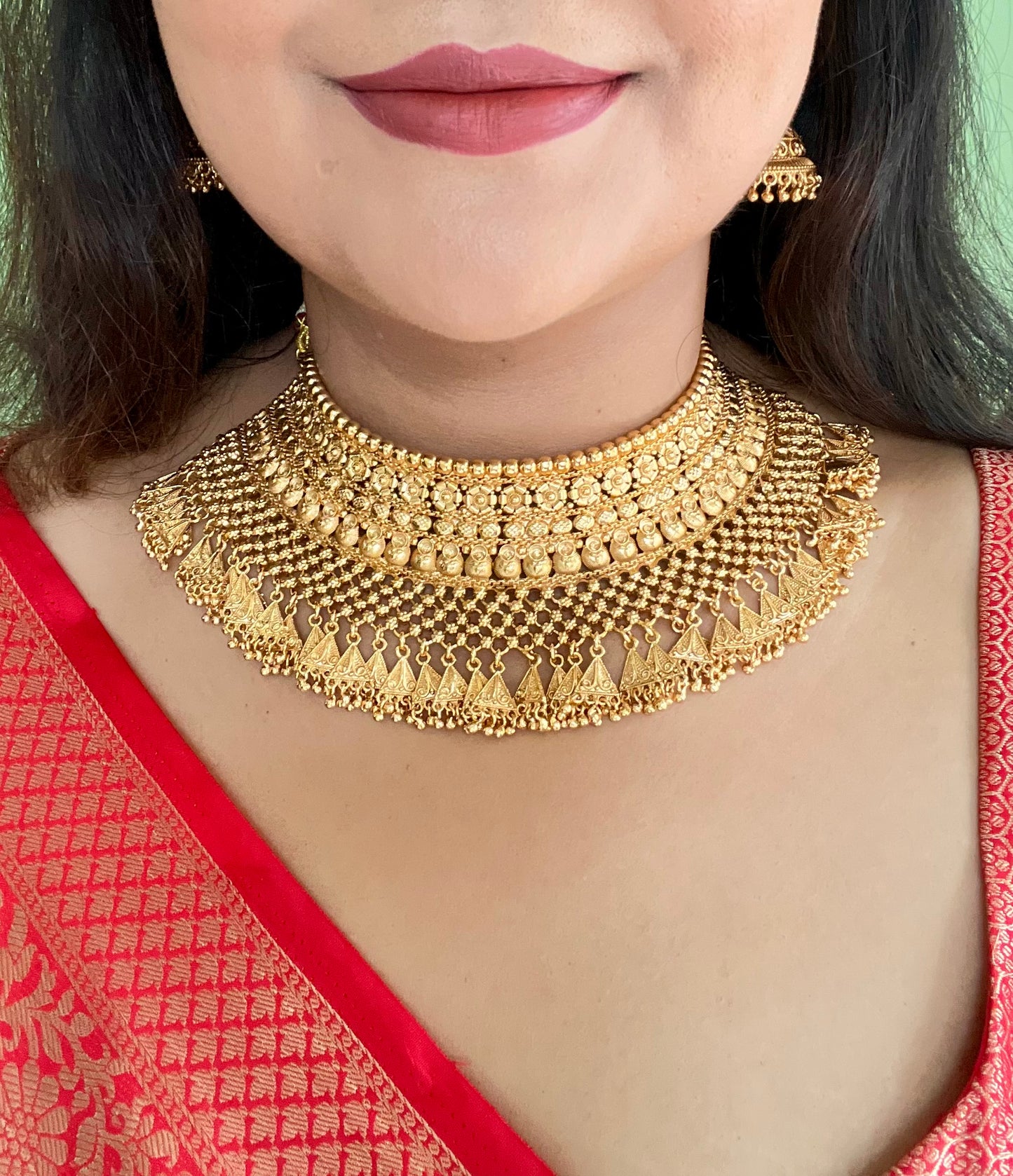 Maharani Gold Plated Choker Jewellery set with Maangtikka