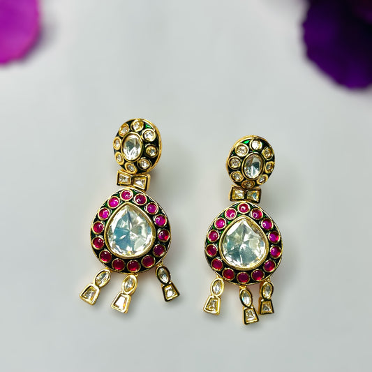 Sushmita Moissanite Kundan Earrings