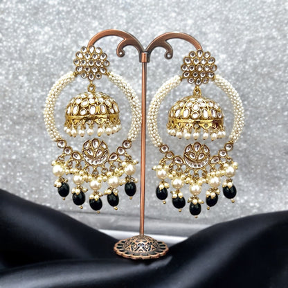 Two in One Noor Kundan Chandbalies with Detachable Jhumkas